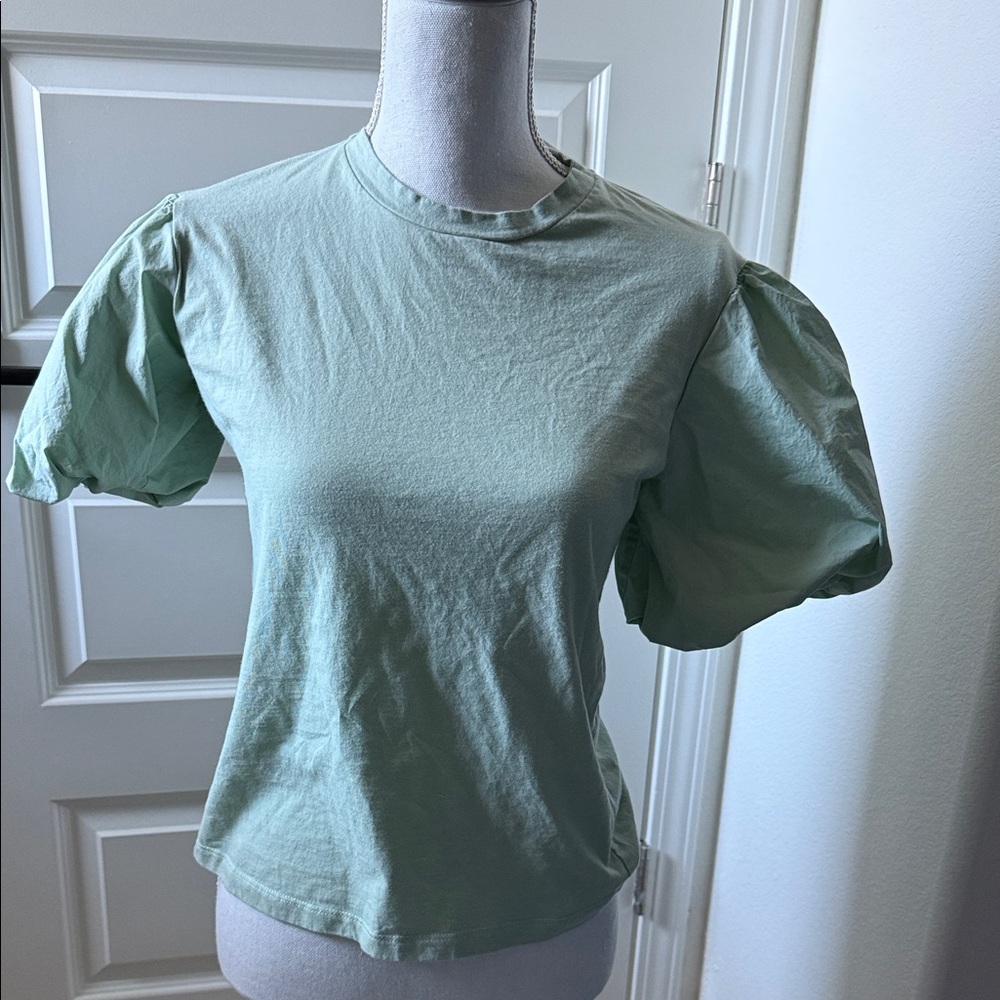 Pinko Light Green Puff Sleeve Women's Top